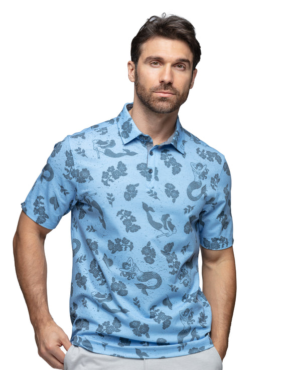 Westport Men's Mermaid Print Polo Shirt - Comfortable and Stylish