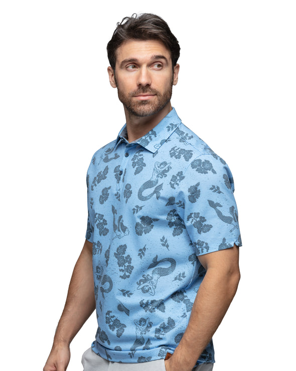 Westport Men's Mermaid Print Polo Shirt - Comfortable and Stylish